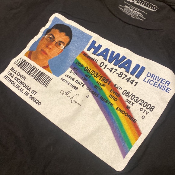 Superbad McLovin Hawaii Drivers License Tee Size L - Picture 4 of 5
